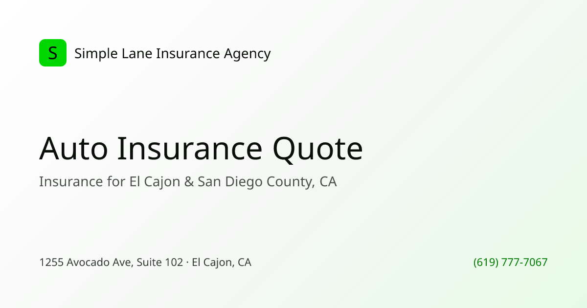Free Auto Insurance Quote San Diego | Simple Lane